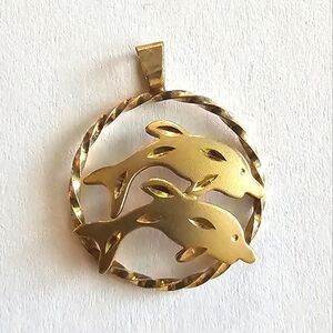 Vintage pendant leaping dolphin porpoise 14k gf PPC gold filled beach coastal